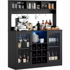 47-Zoll-Weinbarschrank, Spirituosenschrank Küchen-Kaffeebar-Ablage, Ablage-Buffet für Home Office Esszimmer, Schwarz