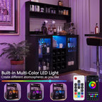 47-Zoll-Weinbarschrank, Spirituosenschrank Küchen-Kaffeebar-Ablage, Ablage-Buffet für Home Office Esszimmer, Schwarz