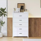 5-Schubladen-Kommode im Retro-Landhausstil mit einfacher Schnallenmontage, leichtgängigen Schubladen, sichere Aufbewahrung für das Schlafzimmer