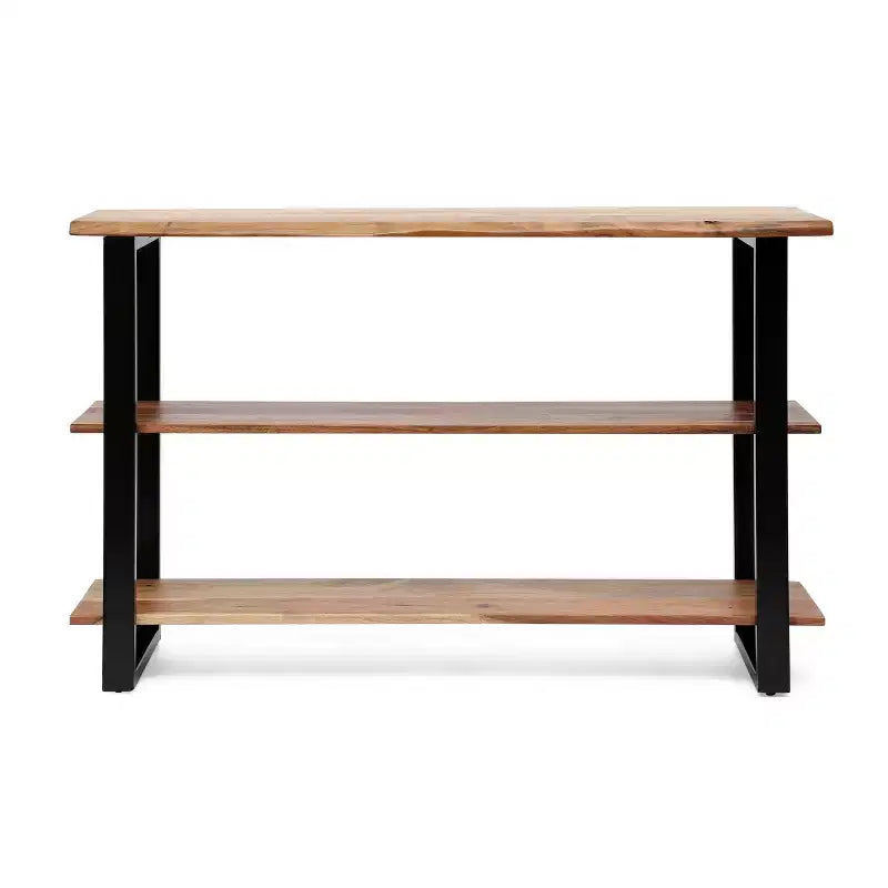 Moderne handgefertigte Konsolentisch aus Akazienholz und Eisen im Industrial-Stil
