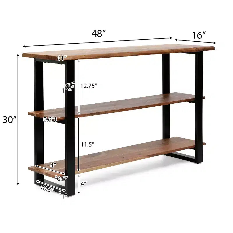 Moderne handgefertigte Konsolentisch aus Akazienholz und Eisen im Industrial-Stil