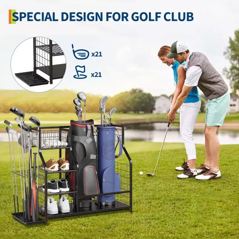 Golfbag-Organizer, Sportgeräte-Organizer, Sport-Organizer für die Garage, Golfbag-Ständer für die Garage mit Körben, Haken
