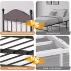Tagesbett mit Ausziehbett, Einzel-Metall-Tagesbett, stilvolles Kopfteil, höhenverstellbares Ausziehbett, für Wohnzimmer/Schlafzimmer/Gästezimmer, Schwarz