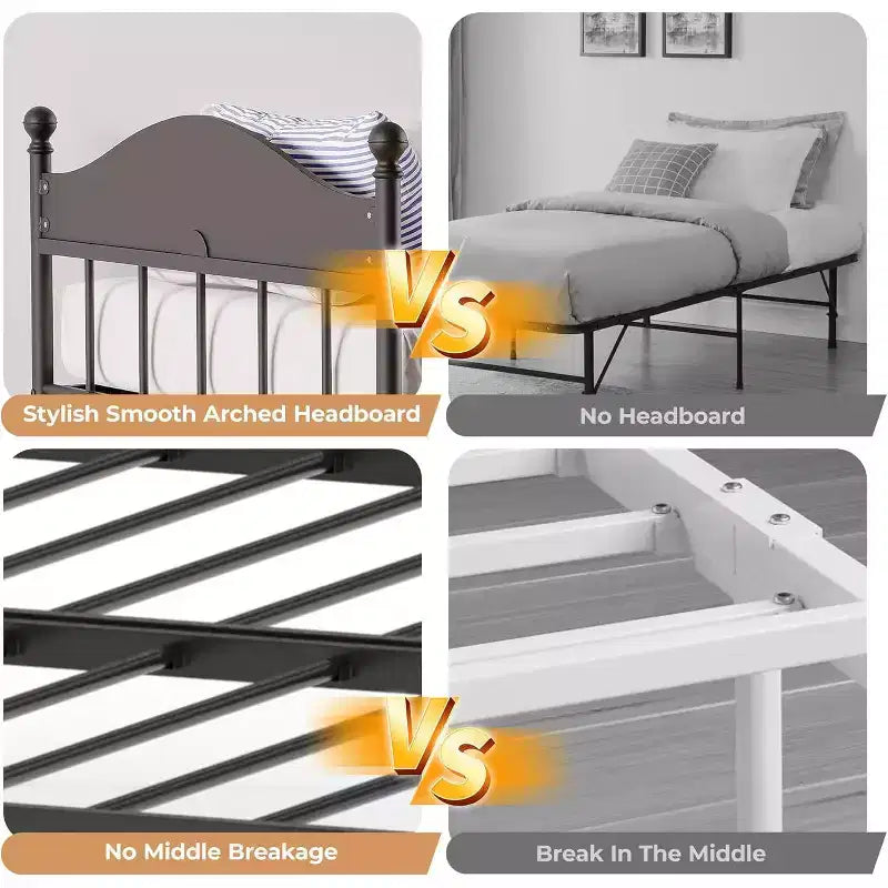 Tagesbett mit Ausziehbett, Einzel-Metall-Tagesbett, stilvolles Kopfteil, höhenverstellbares Ausziehbett, für Wohnzimmer/Schlafzimmer/Gästezimmer, Schwarz