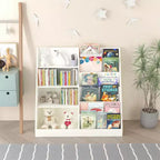 Kinderbücherregal und Spielzeugaufbewahrung, Kinderregal für Kinderzimmer, multifunktionales 4-stöckiges Bücherregal aus Holz für Kinder
