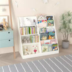 Kinderbücherregal und Spielzeugaufbewahrung, Kinderregal für Kinderzimmer, multifunktionales 4-stöckiges Bücherregal aus Holz für Kinder