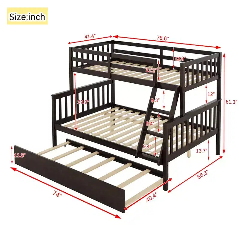 Etagenbett Twin über Full mit Ausziehbett & umbaubarer Leiter