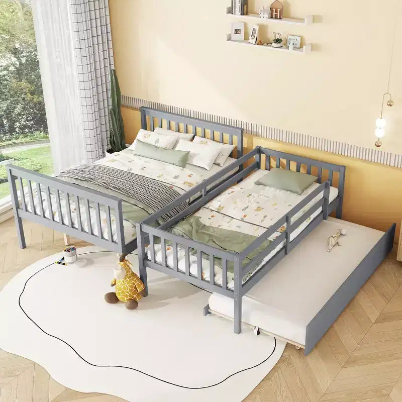 Etagenbett Twin über Full mit Ausziehbett & umbaubarer Leiter