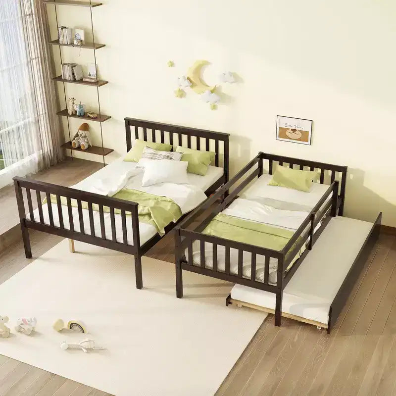Etagenbett Twin über Full mit Ausziehbett & umbaubarer Leiter