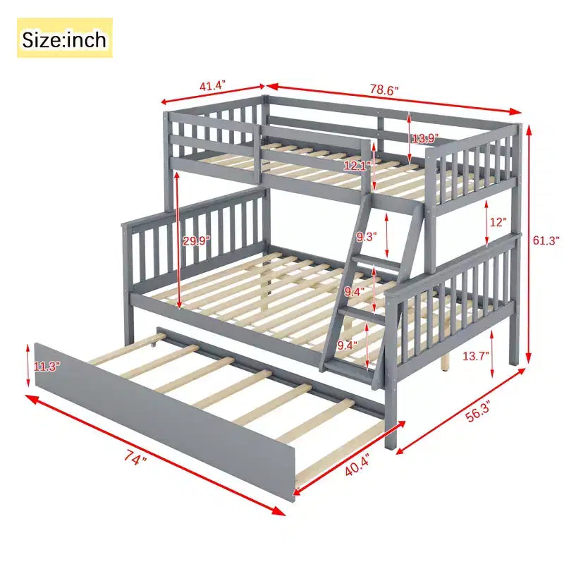 Etagenbett Twin über Full mit Ausziehbett & umbaubarer Leiter