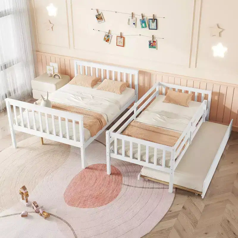 Etagenbett Twin über Full mit Ausziehbett & umbaubarer Leiter
