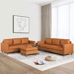 85 Sofa Couch, Mid-Century Modern Sofas, 3-Sitzer Kunstleder Sofa mit tiefer Sitzfläche, mit bequemen Kissen, für Wohnzimmer, Schlafzimmer, Büro
