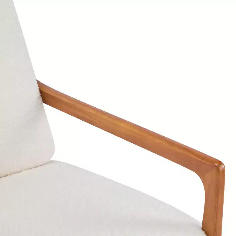 Mid-Century Moderner Holz-Sessel mit hoher Rückenlehne und Kissen