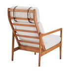 Mid-Century Moderner Holz-Sessel mit hoher Rückenlehne und Kissen