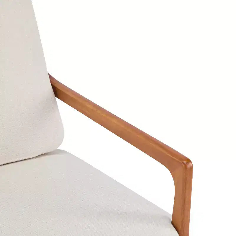 Mid-Century Moderner Holz-Sessel mit hoher Rückenlehne und Kissen