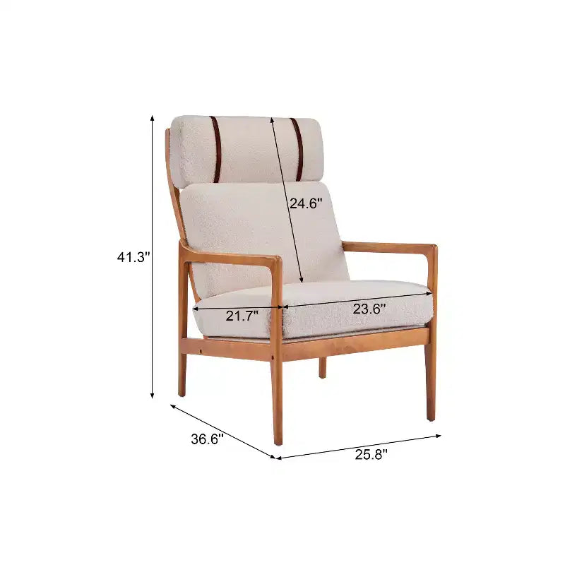 Mid-Century Moderner Holz-Sessel mit hoher Rückenlehne und Kissen