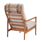 Mid-Century Moderner Holz-Sessel mit hoher Rückenlehne und Kissen