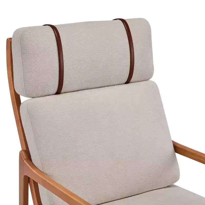 Mid-Century Moderner Holz-Sessel mit hoher Rückenlehne und Kissen