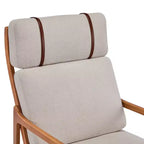 Mid-Century Moderner Holz-Sessel mit hoher Rückenlehne und Kissen