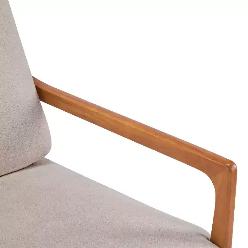 Mid-Century Moderner Holz-Sessel mit hoher Rückenlehne und Kissen