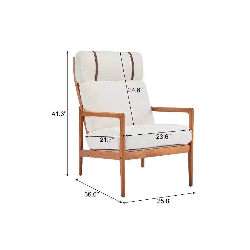 Mid-Century Moderner Holz-Sessel mit hoher Rückenlehne und Kissen