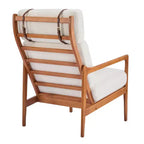 Mid-Century Moderner Holz-Sessel mit hoher Rückenlehne und Kissen