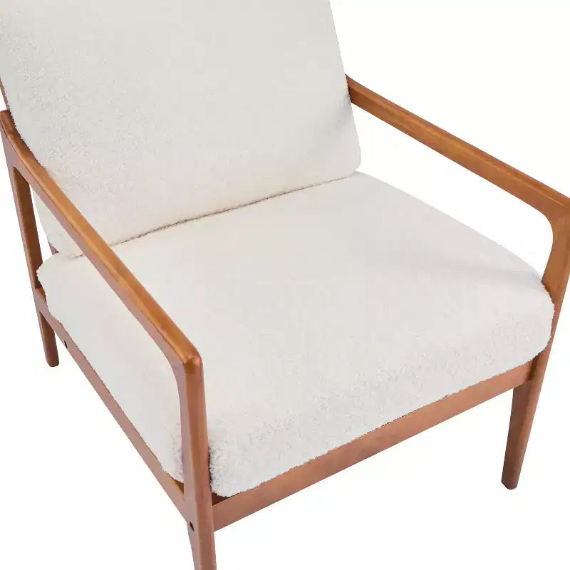Mid-Century Moderner Holz-Sessel mit hoher Rückenlehne und Kissen