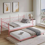 Einzel-Tagesbett, Metall-Schlafsofa-Gestell mit Stahl Lattenrost, platzsparendes Gästebett für Schlafzimmer