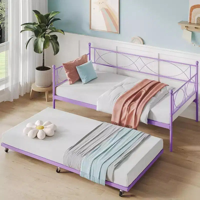 Einzel-Tagesbett, Metall-Schlafsofa-Gestell mit Stahl Lattenrost, platzsparendes Gästebett für Schlafzimmer