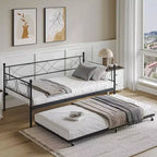 Einzel-Tagesbett, Metall-Schlafsofa-Gestell mit Stahl Lattenrost, platzsparendes Gästebett für Schlafzimmer