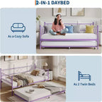 Einzel-Tagesbett, Metall-Schlafsofa-Gestell mit Stahl Lattenrost, platzsparendes Gästebett für Schlafzimmer