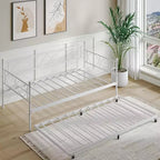 Einzel-Tagesbett, Metall-Schlafsofa-Gestell mit Stahl Lattenrost, platzsparendes Gästebett für Schlafzimmer