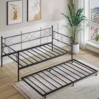 Einzel-Tagesbett, Metall-Schlafsofa-Gestell mit Stahl Lattenrost, platzsparendes Gästebett für Schlafzimmer