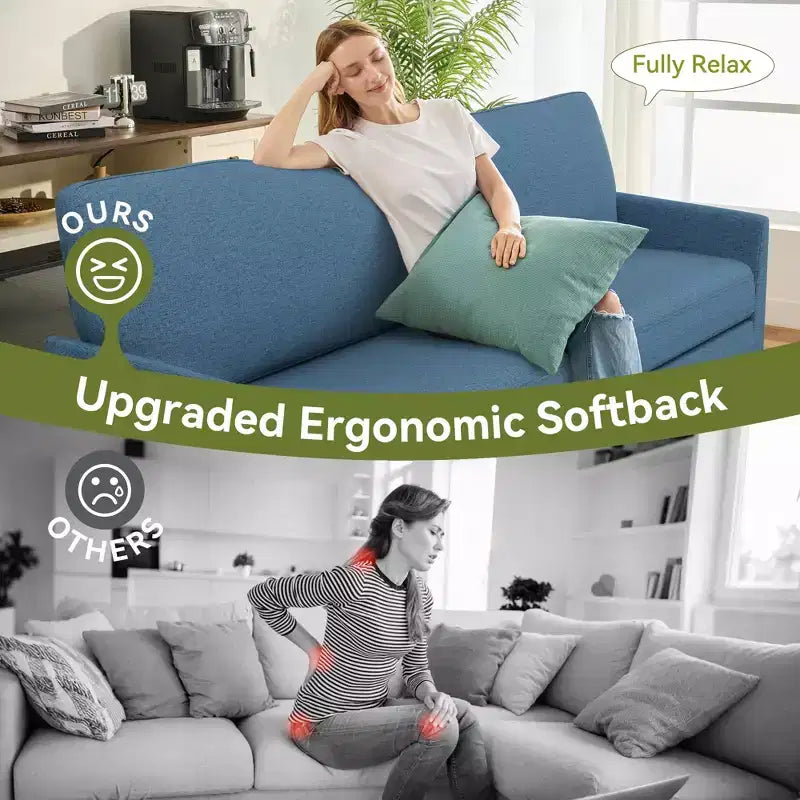 88 Loveseat-Sofa für Wohnzimmer, bequemes modernes übergroßes Loveseat-Sofa, werkzeuglose Montage, große Sofas für Schlafzimmer, Büro