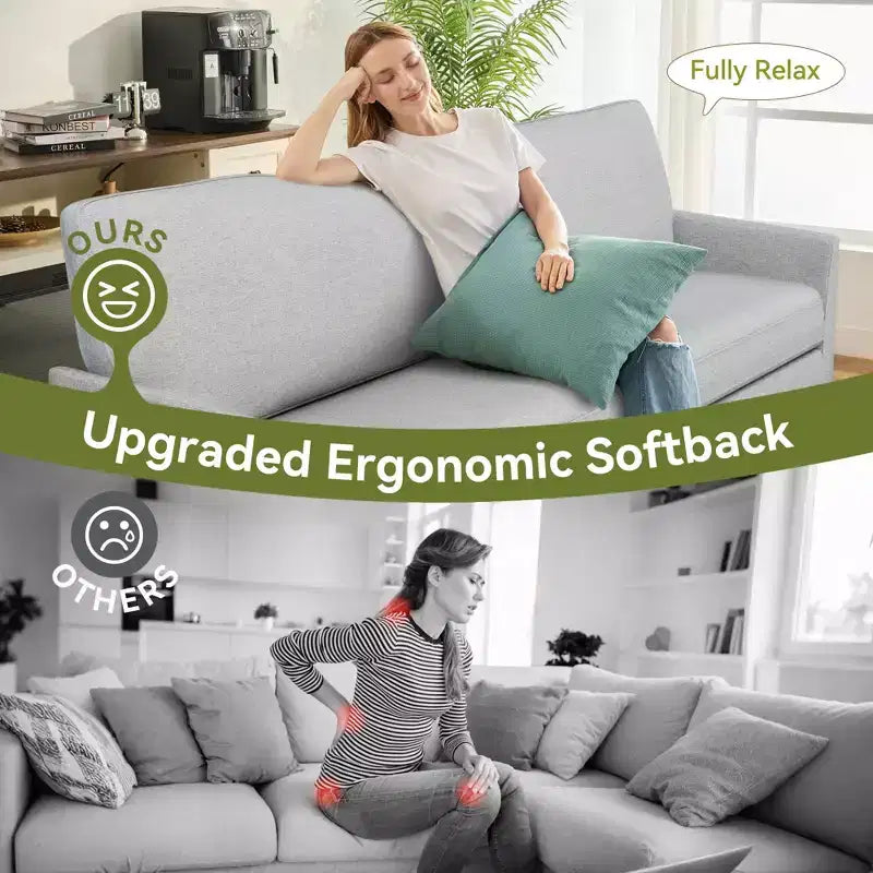 88 Loveseat-Sofa für Wohnzimmer, bequemes modernes übergroßes Loveseat-Sofa, werkzeuglose Montage, große Sofas für Schlafzimmer, Büro
