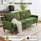 88 Loveseat-Sofa für Wohnzimmer, bequemes modernes übergroßes Loveseat-Sofa, werkzeuglose Montage, große Sofas für Schlafzimmer, Büro