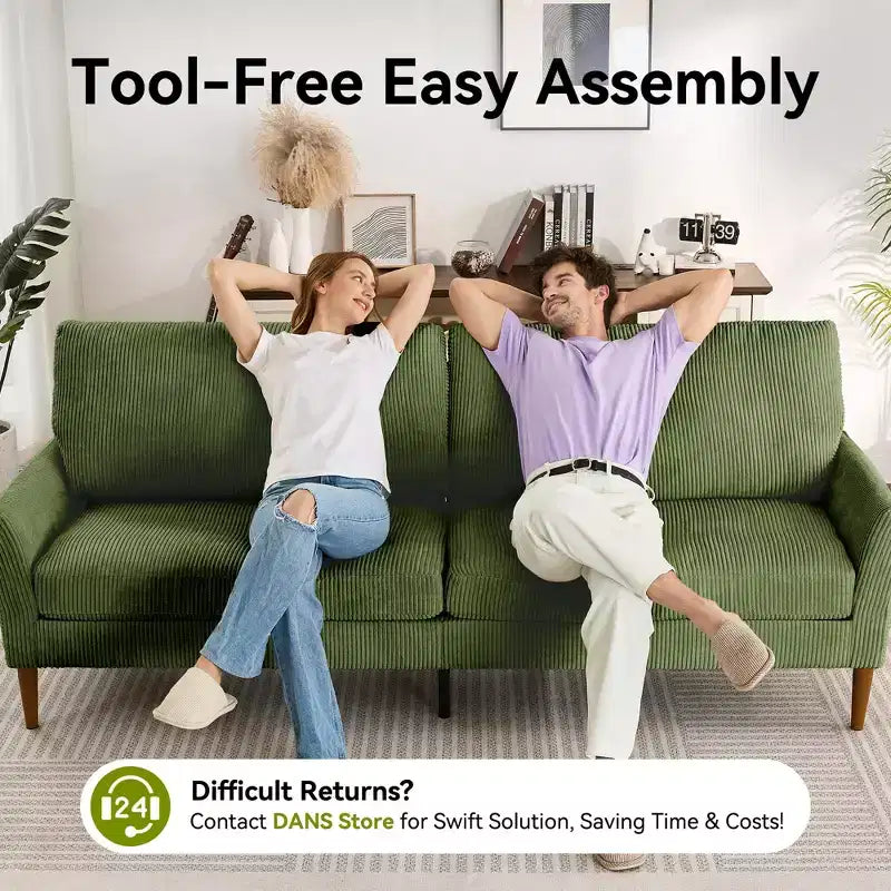 88 Loveseat-Sofa für Wohnzimmer, bequemes modernes übergroßes Loveseat-Sofa, werkzeuglose Montage, große Sofas für Schlafzimmer, Büro