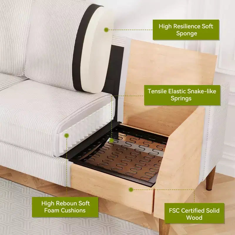 88 Loveseat-Sofa für Wohnzimmer, bequemes modernes übergroßes Loveseat-Sofa, werkzeuglose Montage, große Sofas für Schlafzimmer, Büro