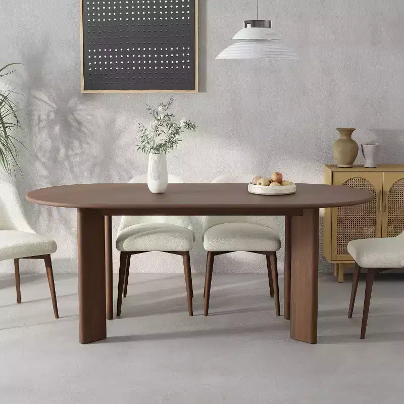 67 x 33,5 Walnuss Massivholz Esstisch im Landhausstil, ovale Holzplatte für moderne Esszimmer und Familienfeiern