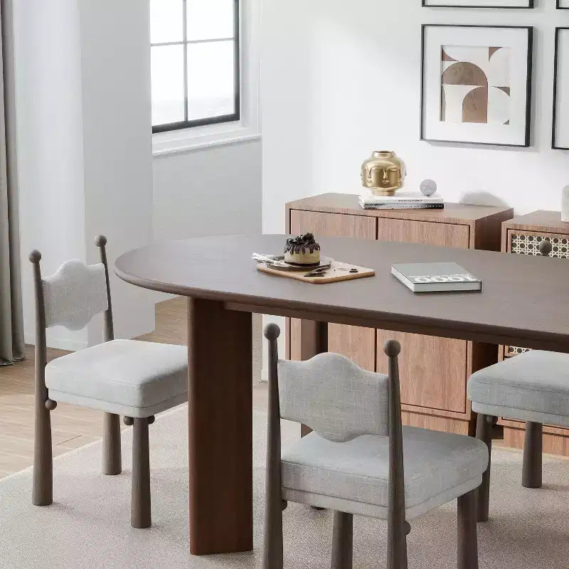 67 x 33,5 Walnuss Massivholz Esstisch im Landhausstil, ovale Holzplatte für moderne Esszimmer und Familienfeiern