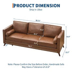 80 Ledersofa, Mid-Century Modern Tiefsitzer Couch 3-Sitzer Sofa für Wohnzimmer