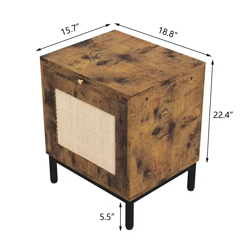 Beistelltisch aus natürlichem Rattan und Eisen mit robuster Konstruktion, stilvollem Design, kompakter Größe, vielseitiger Verwendung und einfacher Montage