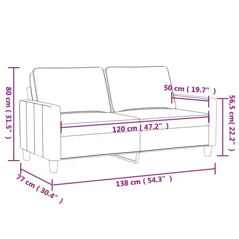 Modernes 2-Sitzer Sofa aus Samt und Metallgestell, bequeme Polsterung, Hellgrau - Ideal für Wohnzimmer oder Terrasse