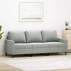 3-Sitzer Samtsofa – Hellgraues modernes Sofa mit bequemer Polsterung und stabilem Metallrahmen für Wohnzimmer oder Loungebereich