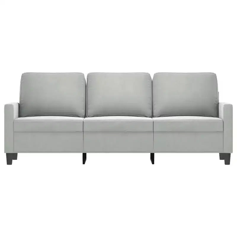 3-Sitzer Samtsofa – Hellgraues modernes Sofa mit bequemer Polsterung und stabilem Metallrahmen für Wohnzimmer oder Loungebereich