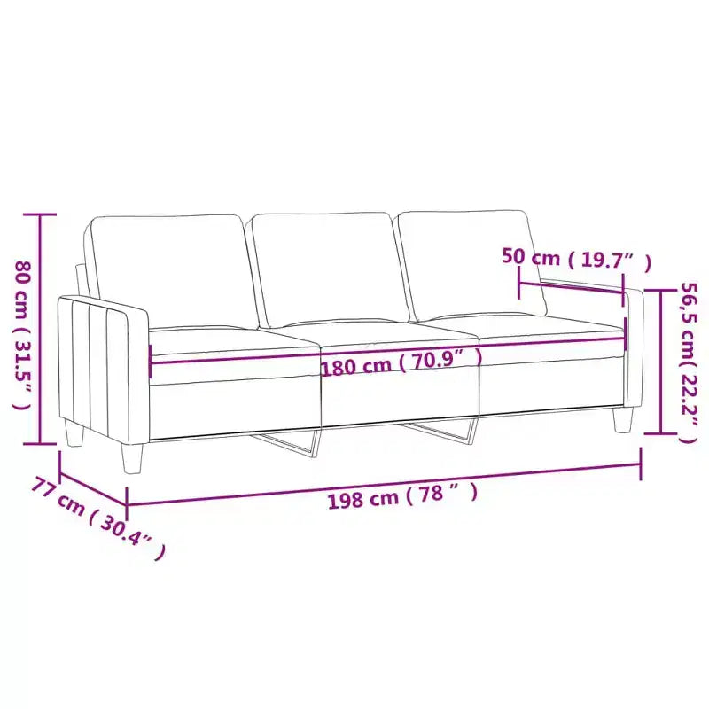 3-Sitzer Samtsofa – Hellgraues modernes Sofa mit bequemer Polsterung und stabilem Metallrahmen für Wohnzimmer oder Loungebereich