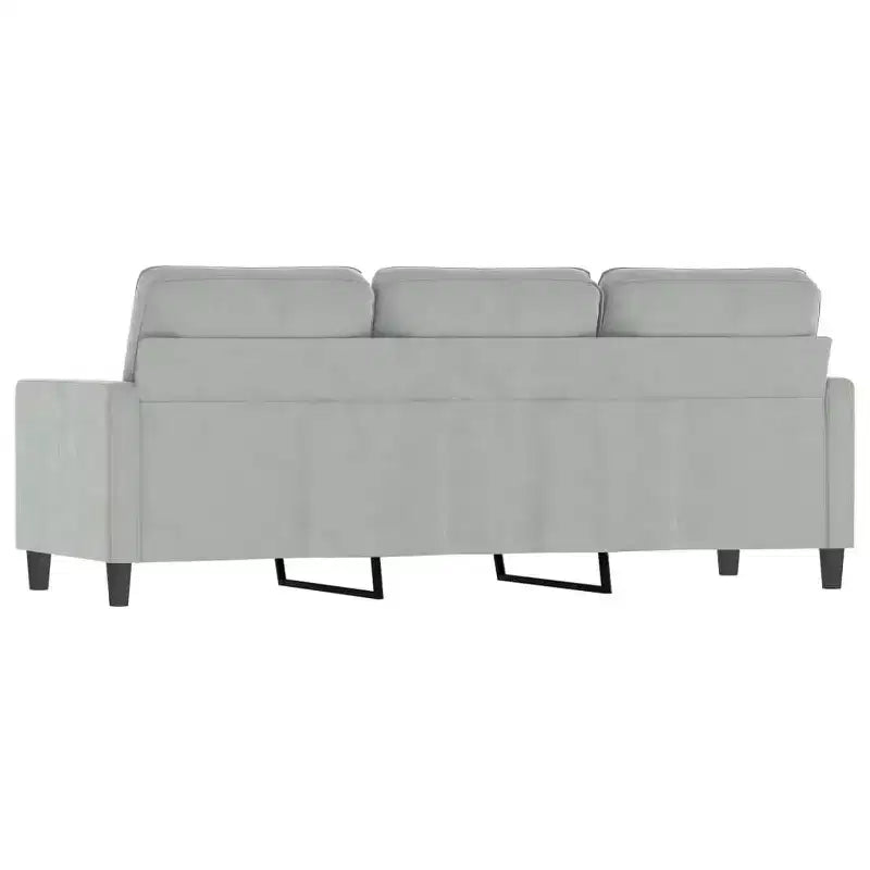 3-Sitzer Samtsofa – Hellgraues modernes Sofa mit bequemer Polsterung und stabilem Metallrahmen für Wohnzimmer oder Loungebereich