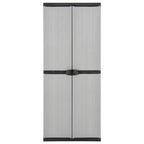 Gartenschrank für draußen – Kompaktes grau-schwarzes PVC-Design mit 3 Regalböden und abschließbaren Türen – 68x40x168 cm