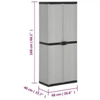 Gartenschrank für draußen – Kompaktes grau-schwarzes PVC-Design mit 3 Regalböden und abschließbaren Türen – 68x40x168 cm