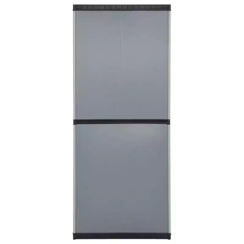 Gartenschrank für draußen – Kompaktes grau-schwarzes PVC-Design mit 3 Regalböden und abschließbaren Türen – 68x40x168 cm
